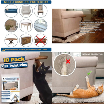 Ultra Clear Anti Cat Scratch Shields 10 Pack, Protects Furniture