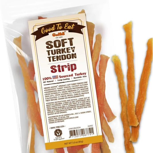 Soft Turkey Tendon Strip 3oz Natural Chewy Snack