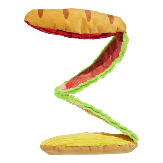 Hoagie Sandwich Dog Toy Squeaker Crinkle Layers Unfolds