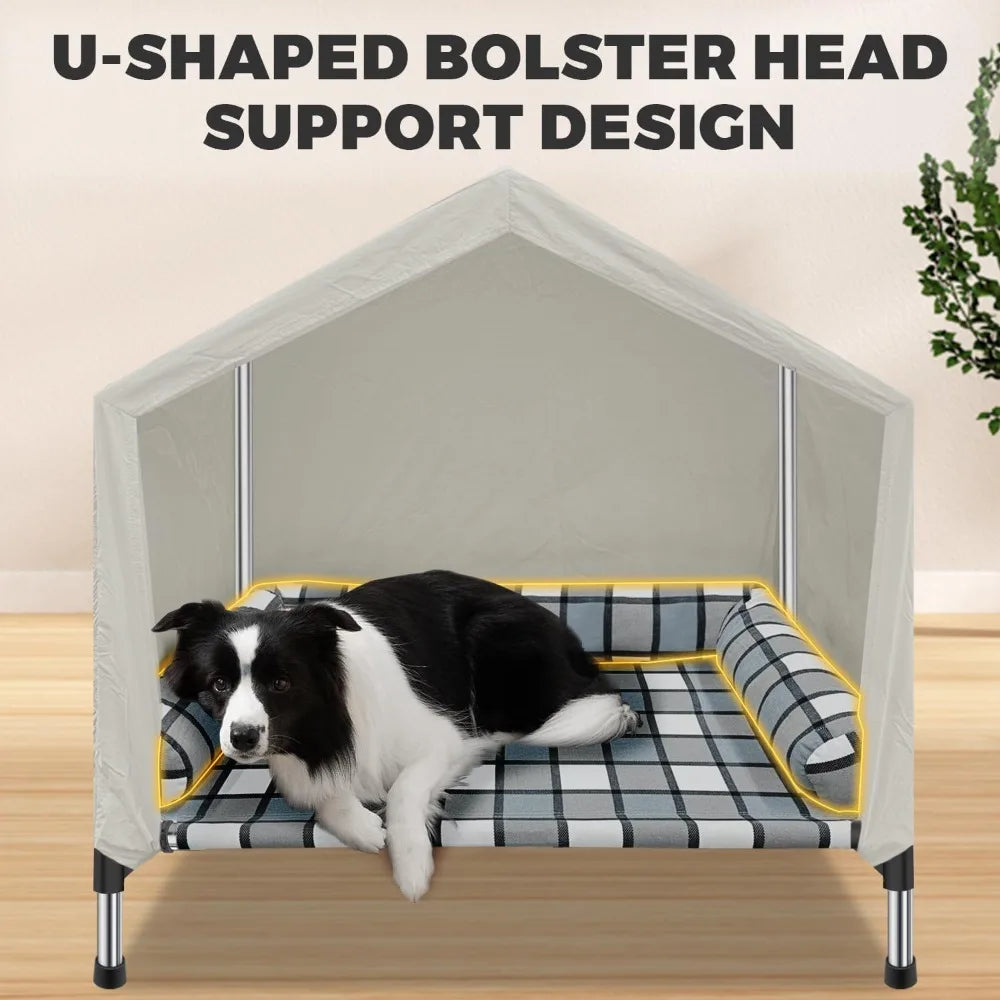 Weatherproof 2-in-1 Indoor Outdoor Cot with Canopy Cooling Portable