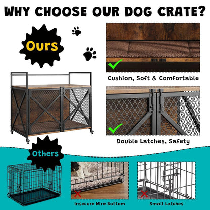 Large Wooden Dog Crate Furniture, Decorative Table