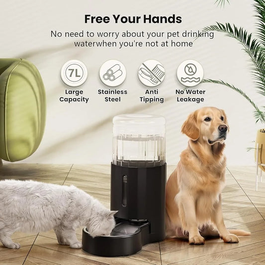 Automatic 7L Pet Water Dispenser Gravity Stainless Steel Bowl