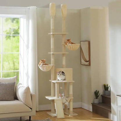 Floor to Ceiling Cat Tower with Adjustable Height