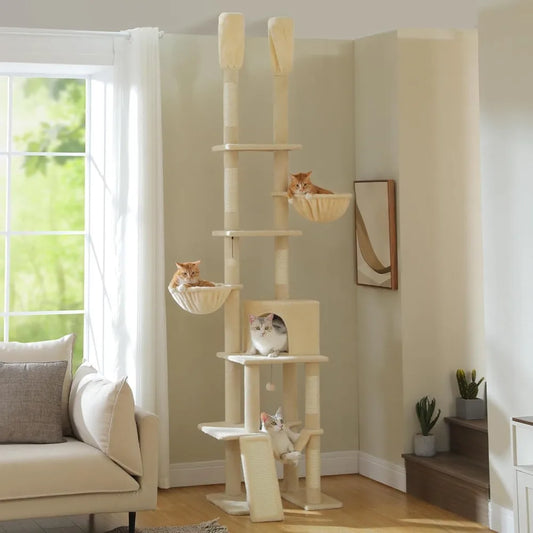 Floor to Ceiling Cat Tower with Adjustable Height