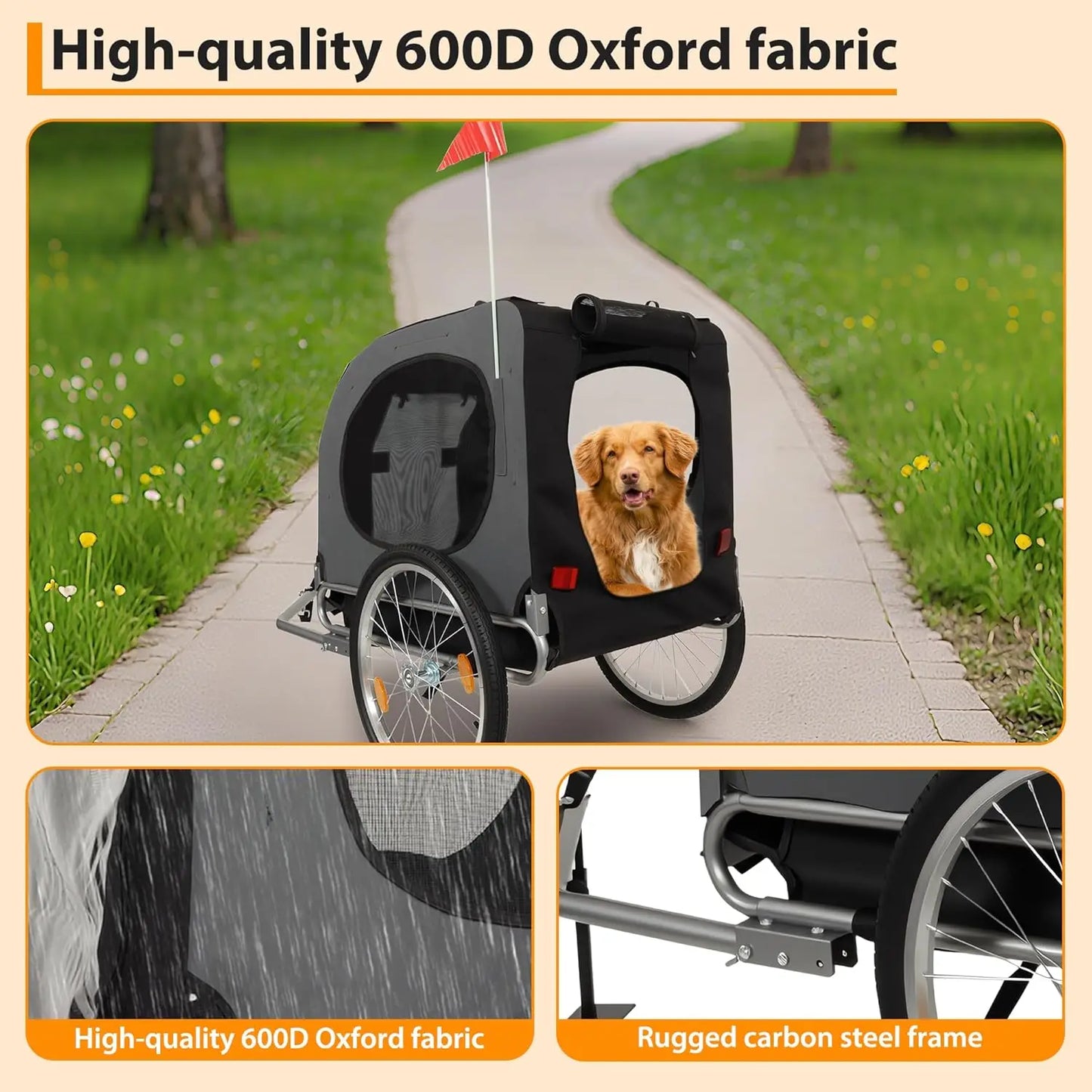 Dog Bike Trailer/Universal Bicycle Coupler/Folding/Water Resistant