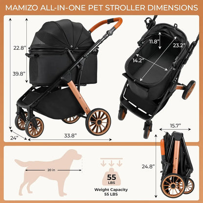 Foldable Stroller/Up to 55 Lbs/Height-Adjustable