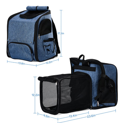 Pet Carrier Backpack Expandable, Breathable Mesh Travel
