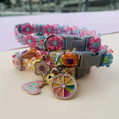 Fashion Flower Cat Collar With Bell Adjustable