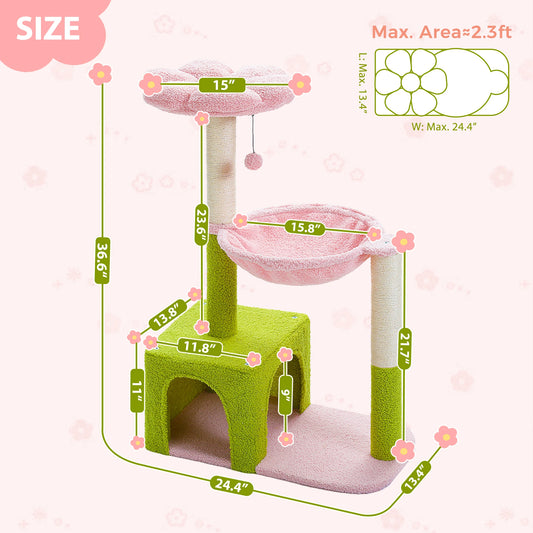 Flower Cat Tree/Hammock/Sisal Scratching Posts/Pink Perch