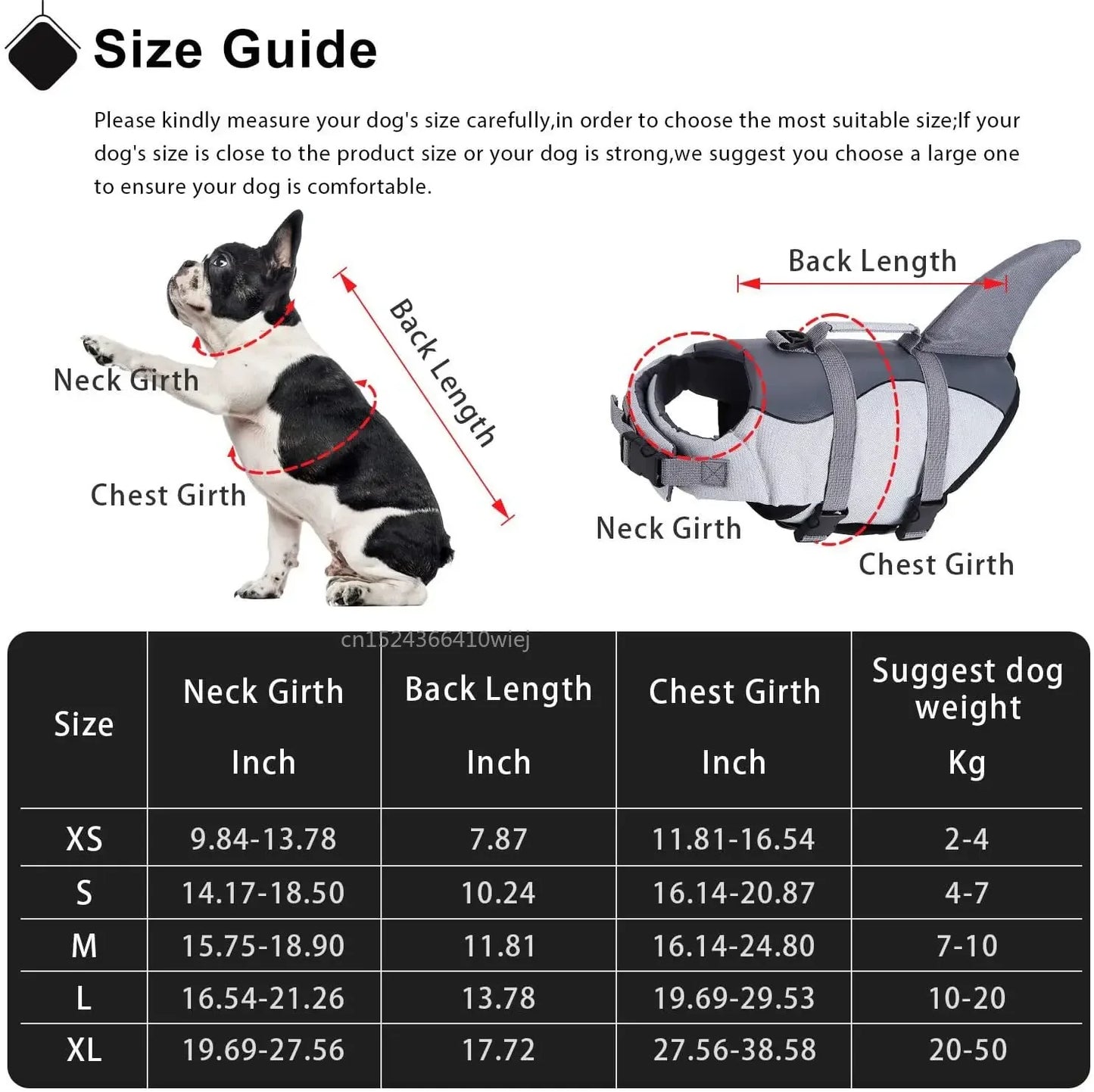 Shark Dog Life Jacket Enhanced Buoyancy Handle