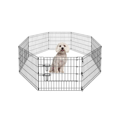Sturdy Black Octagonal Metal Dog Playpen, Foldable Design