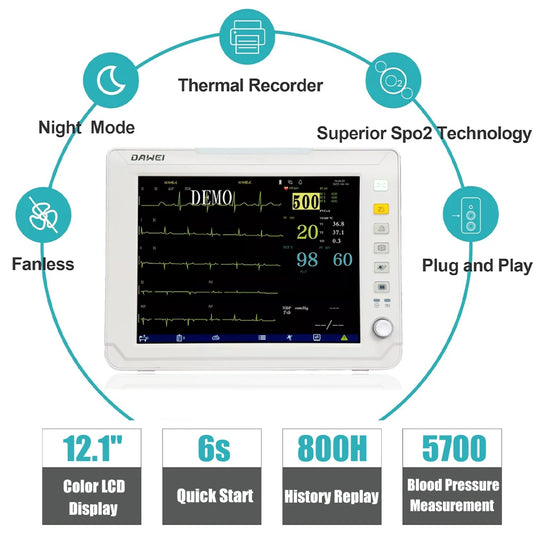Portable Monitor 6 Parameter, 12.1" LCD Big Screen for Pet