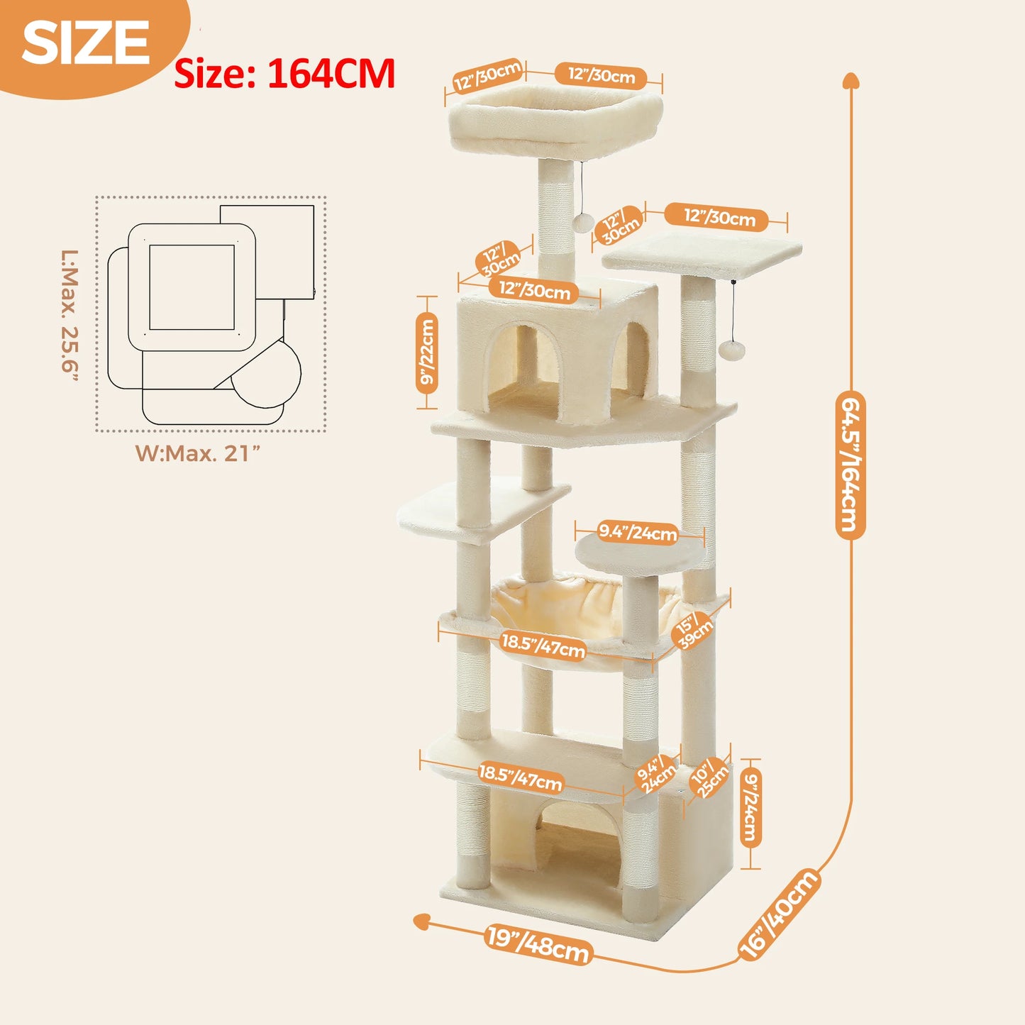Large Cat Tower With Scratching Posts Hammock Perches