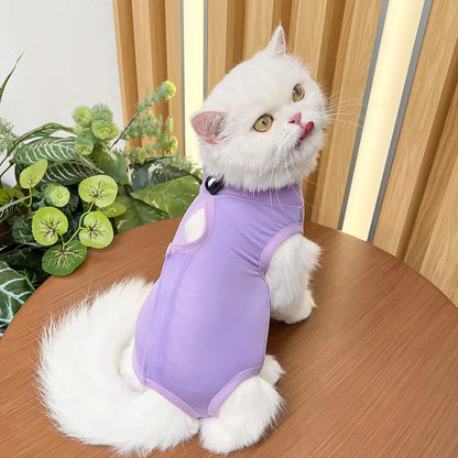Highly Elastic Adjustable Cat Neutering Recovery Clothes for Post-surgery