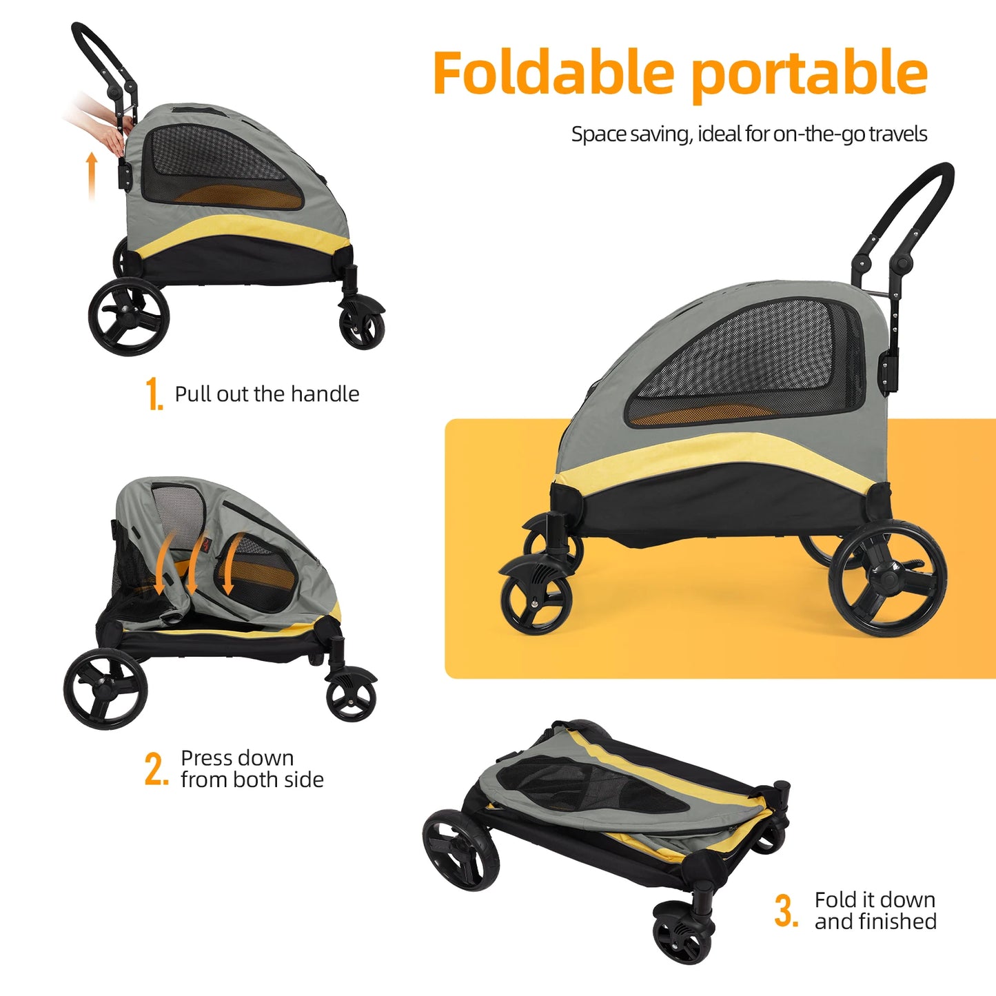Foldable Pet Travel Carriage Stroller Breathable Carrier