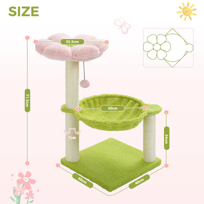 Flower Cat Tree, Scratching Post, Hammock Soft Top Perch