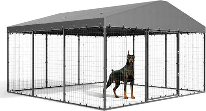 Large Outdoor Kennel Fully Covered Roof Metal Galvanized