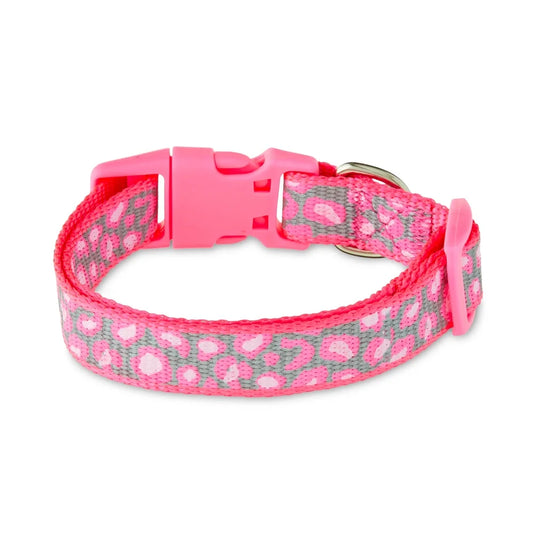 Reflective Print Dog Collar Small Adjustable Pink