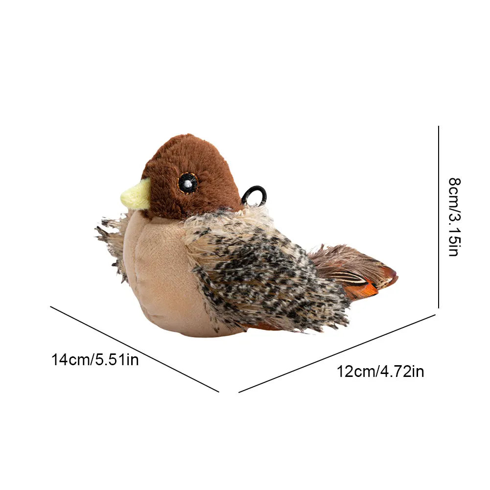 Plush Electric Squeaky Simulated Chirping Bird Cat Toy