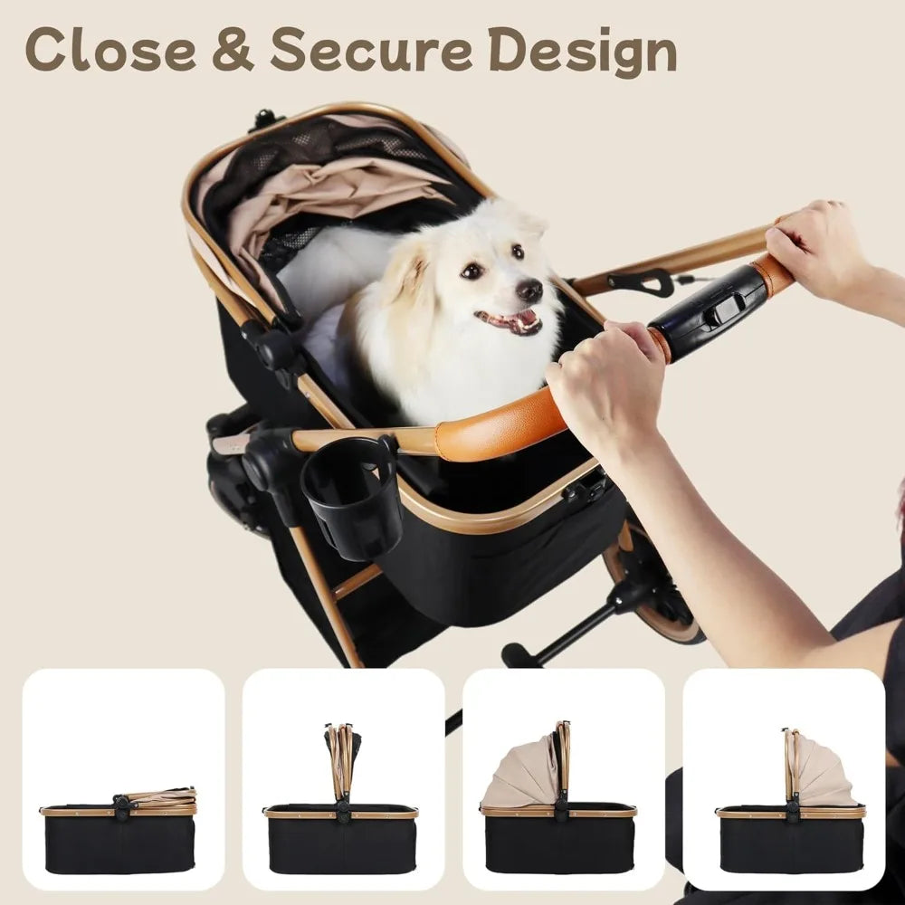 3-in-1 Pet Stroller/Foldable Cart/Removable Carrier & Storage