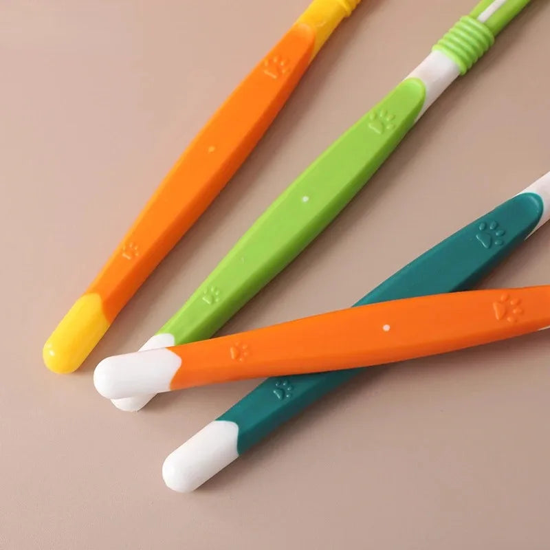 4pcs Colorful 3 Sided Dog Toothbrush Set Triple Head