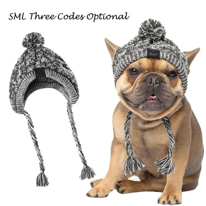 Winter Warm Dog Windproof Knitting Fluffy Ball Hat