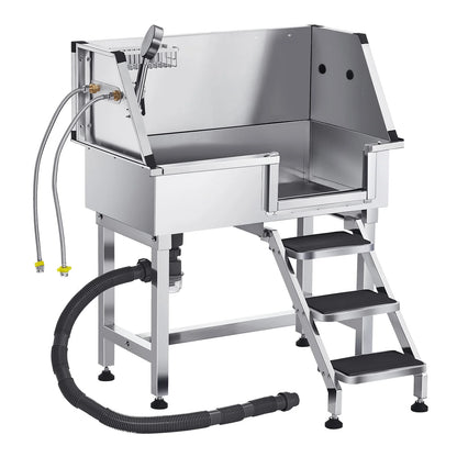Dog Washing Station 34" Tub w/ Stairs Faucet & Showerhead
