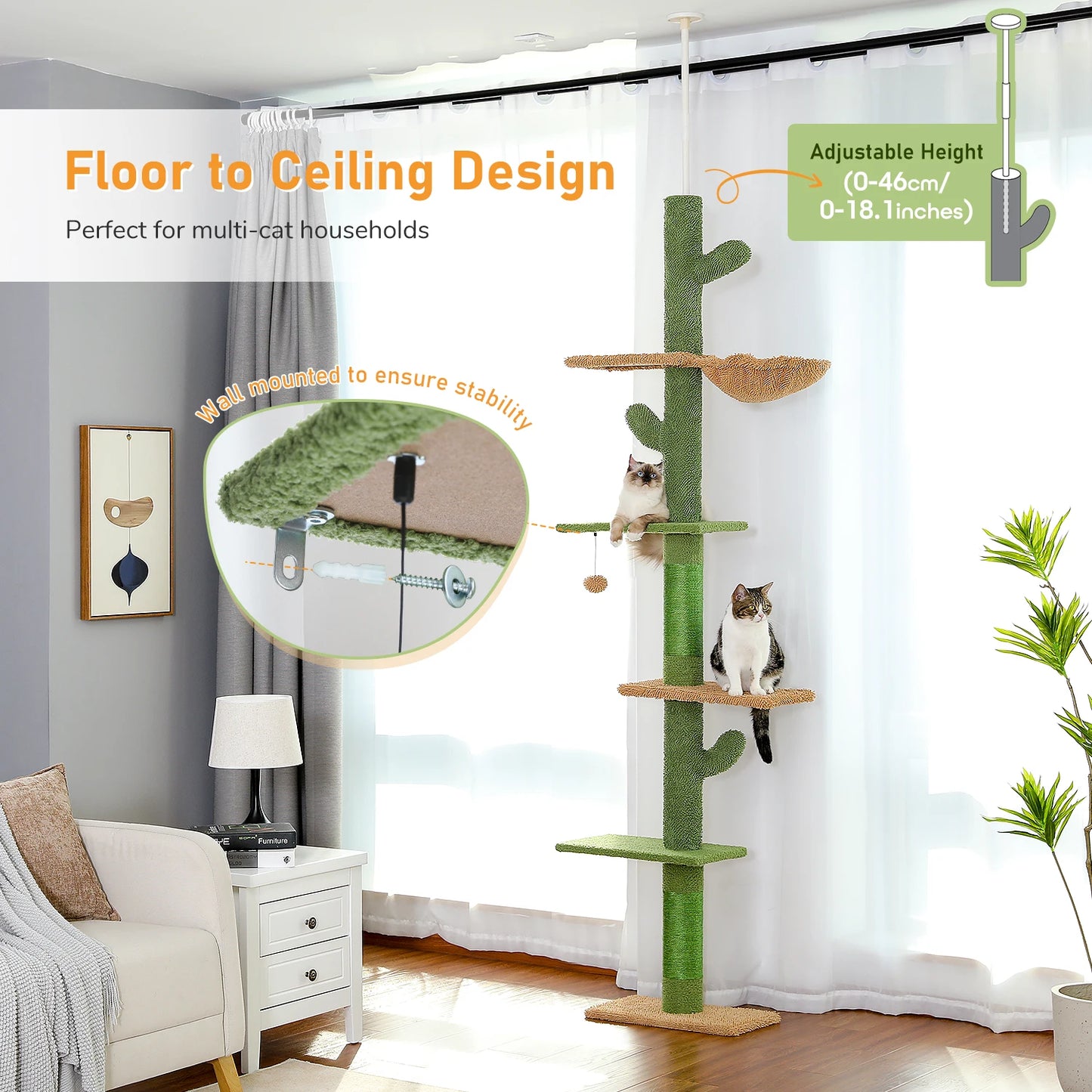 Floor to Ceiling/Tower/Cactus/Scratching Post/Hammock/Dangling Ball