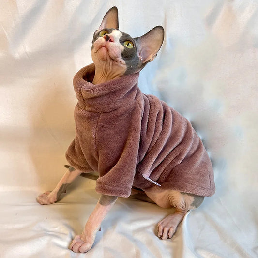 Warm Velvet Hairless Cat Winter Turtleneck
