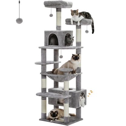 Cat Tower, Sisal-Covered Scratching Post Hammock, Perches