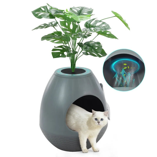Egg-Shaped Litter Box with Odor Removal System