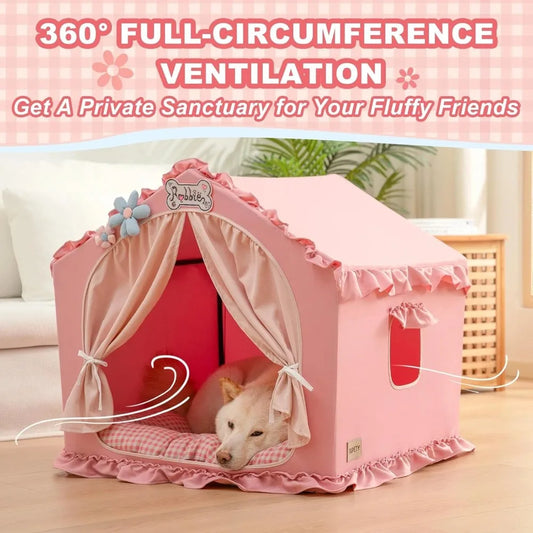 Indoor Dog Tent Bed with Cover Cave