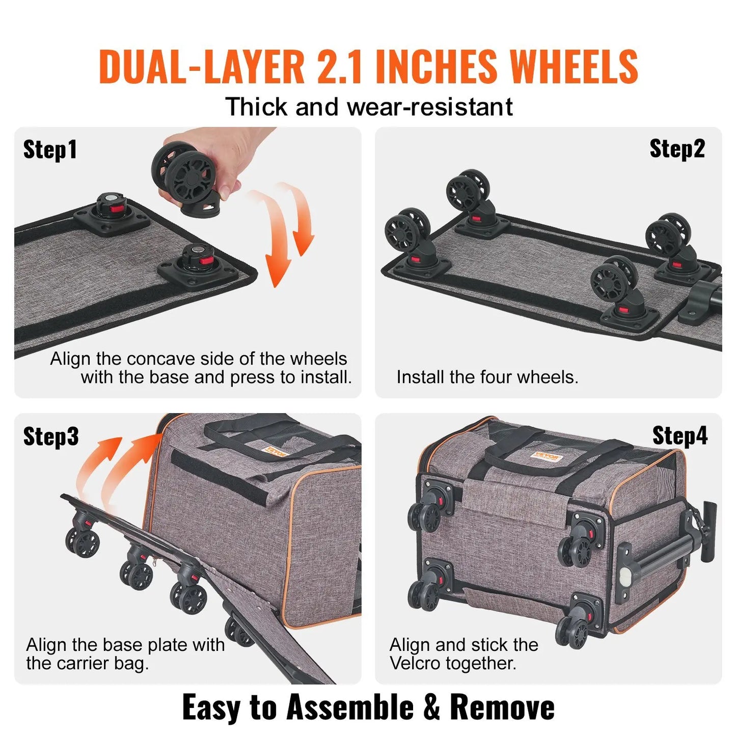 Carrier with Wheels for Pets under 22 lbs,