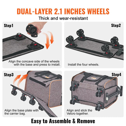 Carrier with Wheels for Pets under 22 lbs,