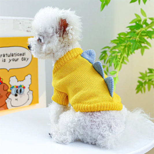 Halloween Party Dog Dinosaur Shaped Sweater Warm Knitted