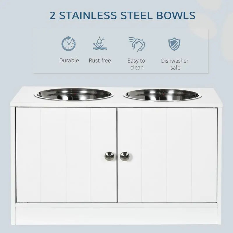 Large Elevated Dog Bowls with Storage Cabinet