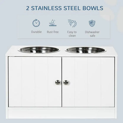 Large Elevated Dog Bowls with Storage Cabinet