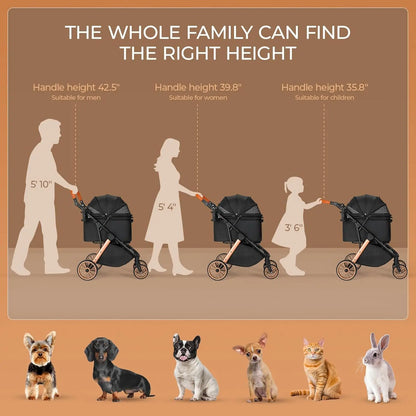 Foldable Stroller/Up to 55 Lbs/Height-Adjustable