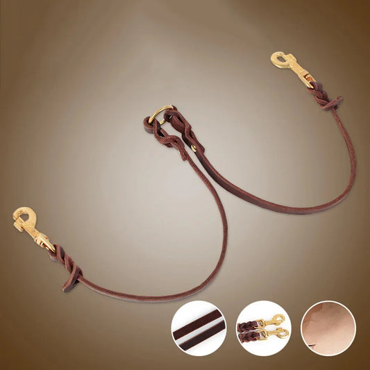 Real Leather Double Dog Leash