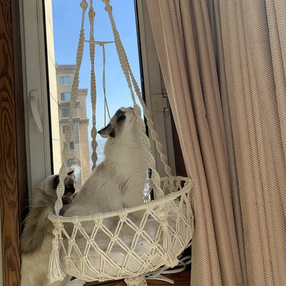 Hammock Hand Woven Cotton Rope Cats Hanging Basket