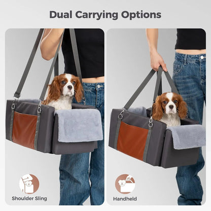 Center Console Dog Car Seat with Double Belts