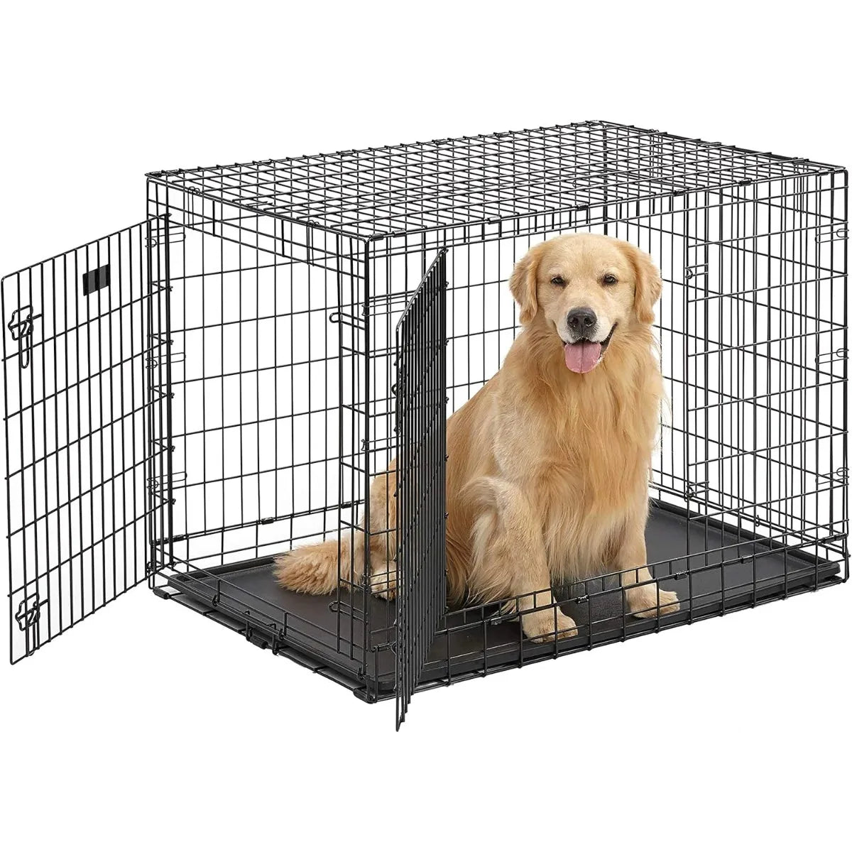 42-Inch Heavy-Duty Dog Crate/Double Door/Large Breeds