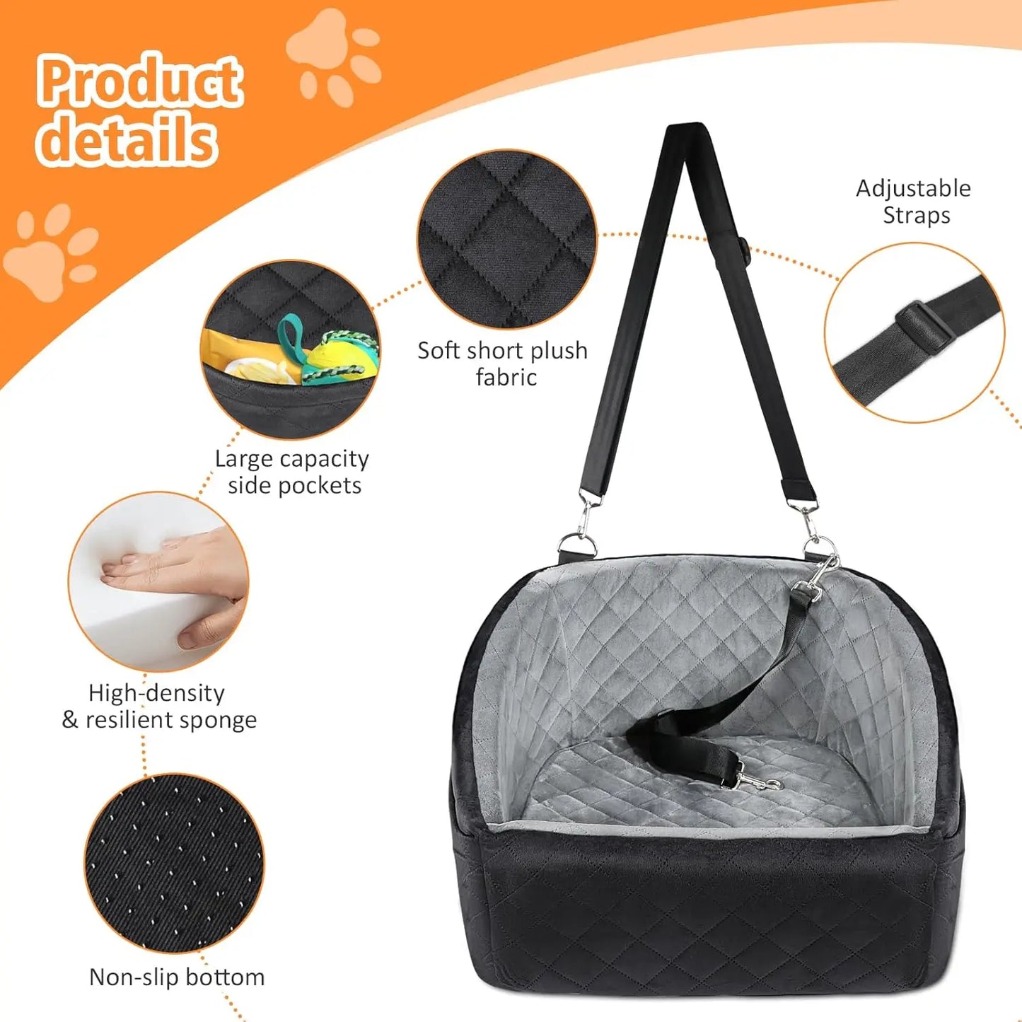 Detachable Washable Booster Seat Travel Bed Pockets