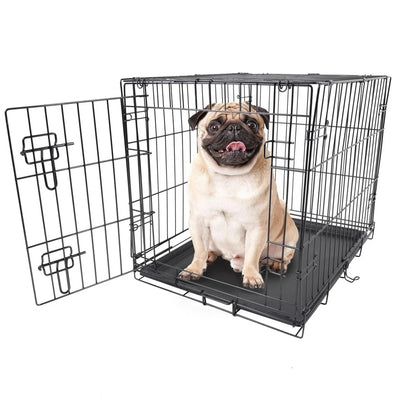 Single Door Folding Dog Crate Durable Metal Frame