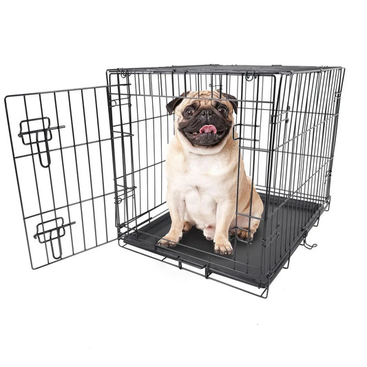 Single Door Folding Dog Crate Durable Metal Frame