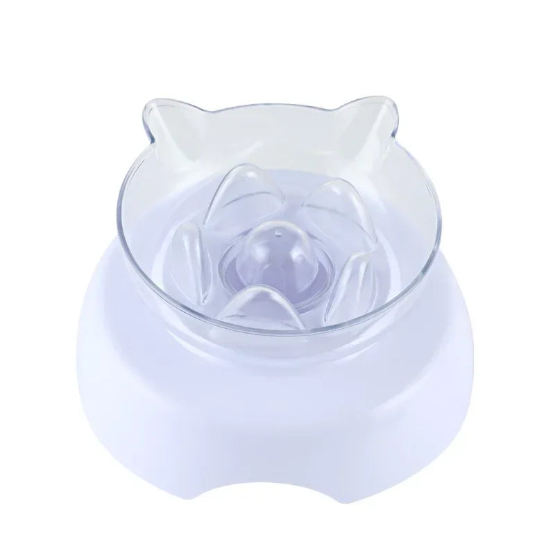 Cat Slow Feeder Plastic Transparent Raised Stand