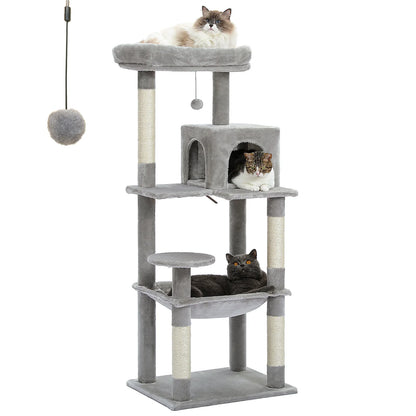 5-Level Cat Tower Hammock Sisal Covered Scratching Posts
