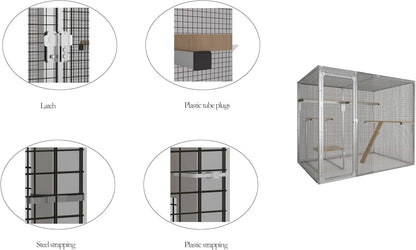 7.8×4.9 FT Metal Outdoor Cat Enclosure, Large Walk-in Cat House