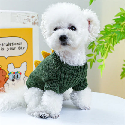 Halloween Party Dog Dinosaur Shaped Sweater Warm Knitted