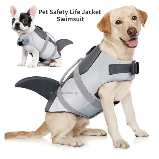 Shark Dog Life Jacket Enhanced Buoyancy Handle